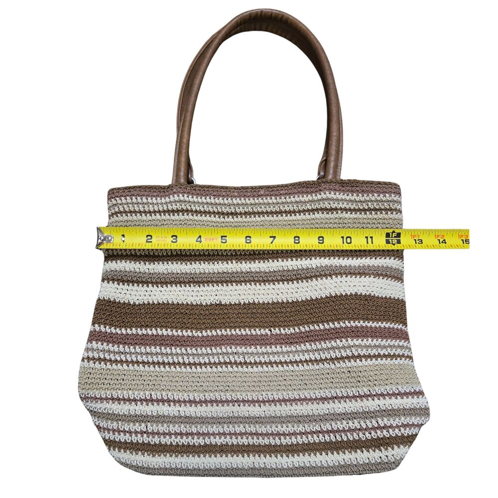 Beachy Knit Y2K Coastal Grandma 90s Earthy Boho Striped Slouchy Hobo Tote Bag - Picture 6 of 9